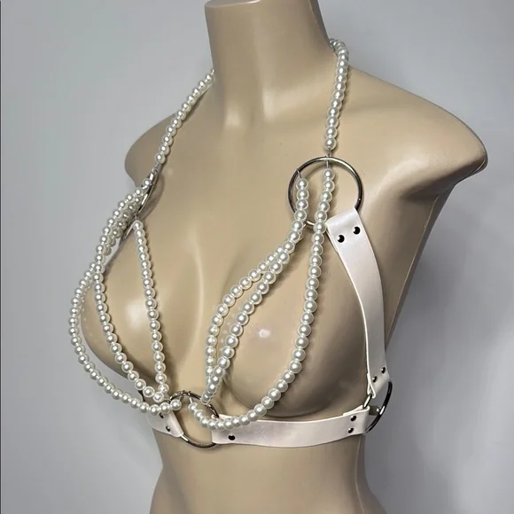 Sugar Thrillz Pearl Embellished White Chemise - Picture 2 of 5